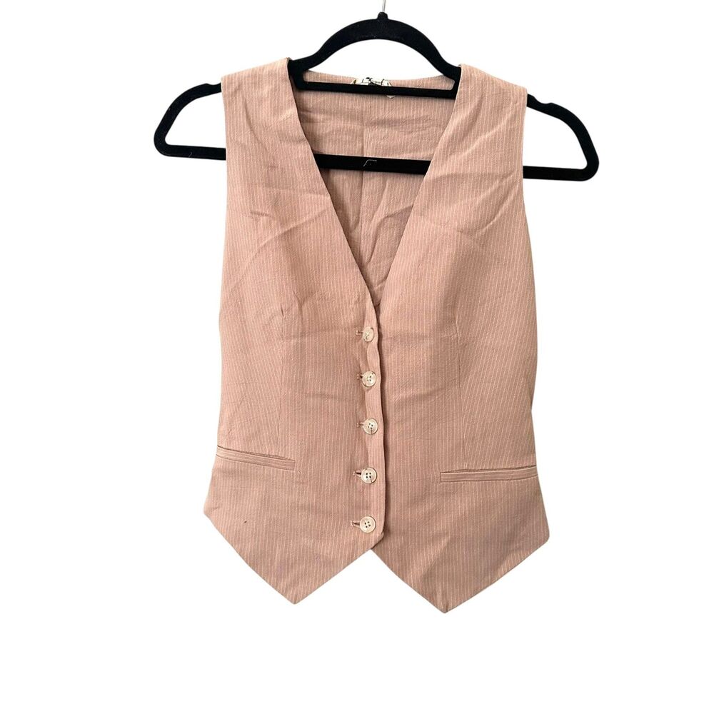 BISCUIT Striped Fitted‎ Vest Beige NWT Small